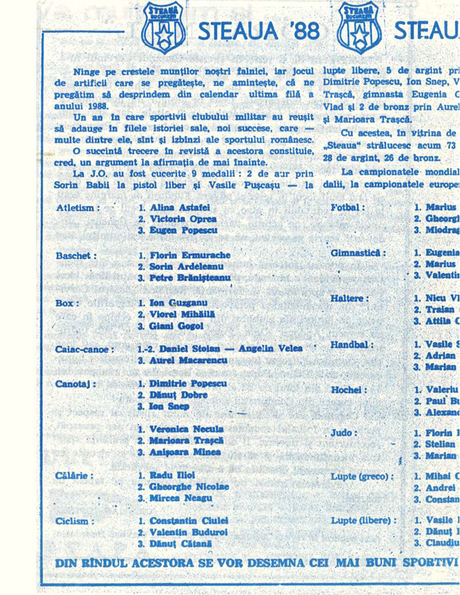Pagină din programul meciului Steaua – Corvinul 4