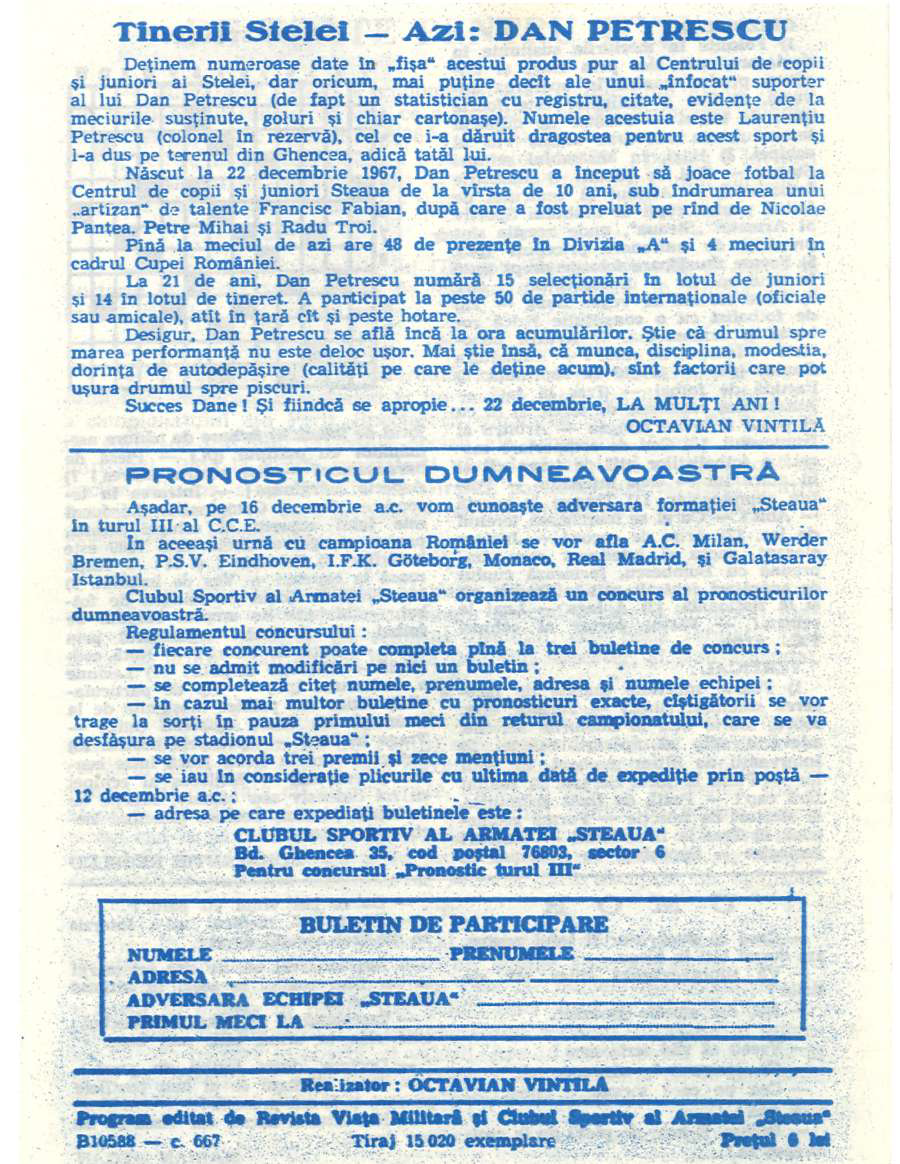 Pagină din programul meciului Steaua – Corvinul 8